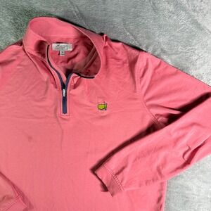 Masters Peter Millar Golf Pullover Pink Quarter Zip Master Logo M (Read)